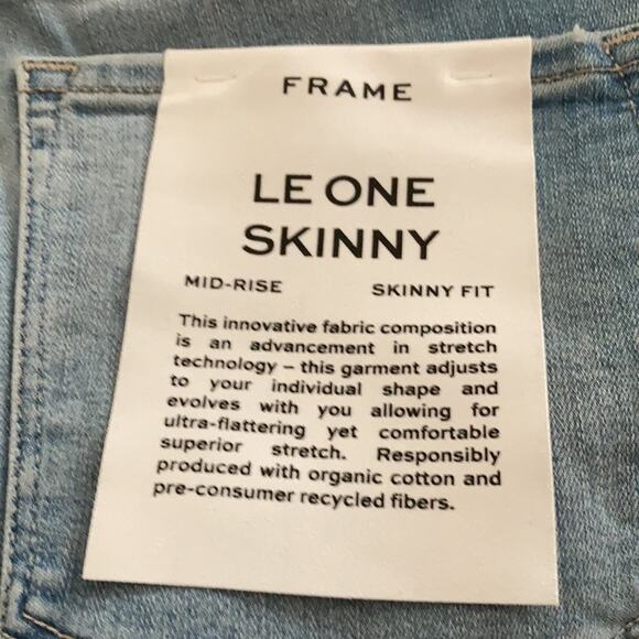 Frame Le One Skinny Caspio Wash Jeans Size 2 (28x28) - Picture 6 of 10